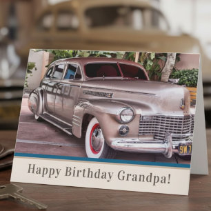 Tarjeta Abuelo Cumpleaños Coche Clásico Antiguo Cadillac A