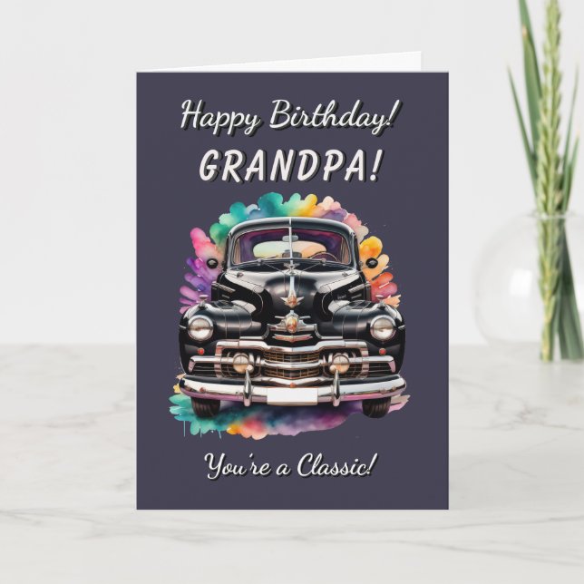 Tarjeta Abuelo de coche clásico de los 40. Eres un cumplea (Anverso)