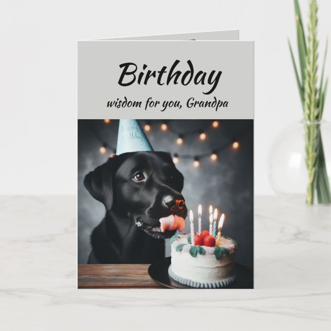 Tarjeta Abuelo de cumpleaños Divertido perro de laboratori (Anverso)