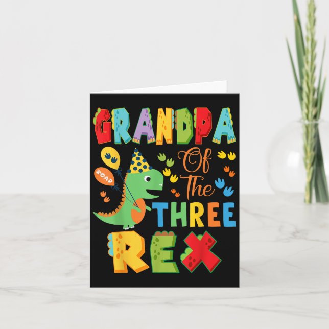 Tarjeta Abuelo De Los Tres Rex Dinosaurio (Anverso)