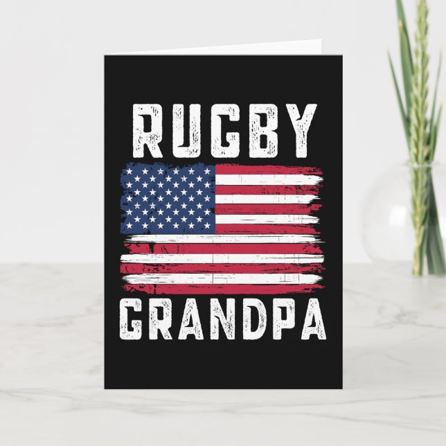 Tarjeta Abuelo de rugby bandera americana 4 de julio (Anverso)