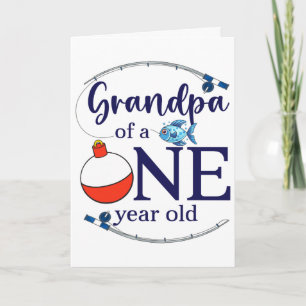 Tarjeta Abuelo Del Niño Pescador Del Gran Primero Cumpleañ