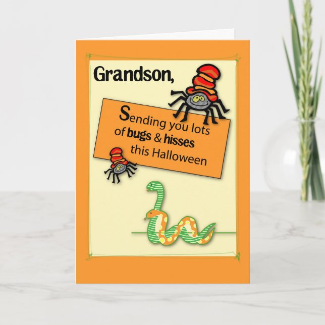 Tarjeta Abuelo Funny Halloween Bugs and Hisses (Anverso)