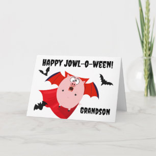 Tarjeta Abuelo Halloween Jowloween Funny Pig Vampiro