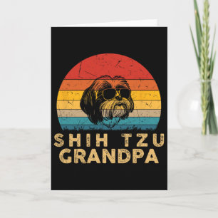 Tarjeta Abuelo Retro Vintage Shih Tzu Amante Perros Paw Pa