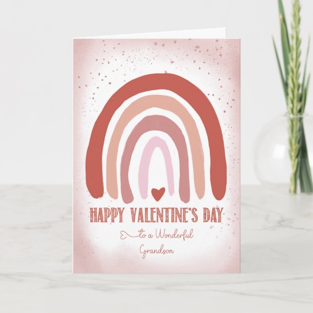 Tarjeta Abuelo Valentine mano pintada de rosa suave (Anverso)