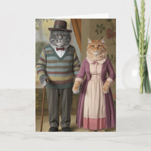 Tarjeta Abuelo y abuela atigrados lindos