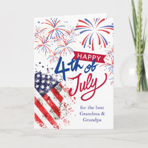 Tarjeta Abuelos 4 de julio fuegos artificiales patrióticos