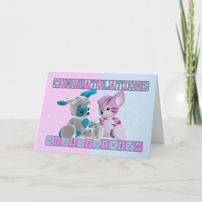 Tarjeta Abuelos a la enhorabuena de los gemelos (Anverso)