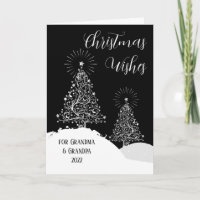 Abuelos Árboles navideños Diseño de nieve plata