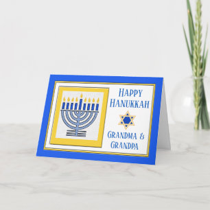 Tarjeta Abuelos Hanukkah Menorah contemporáneo