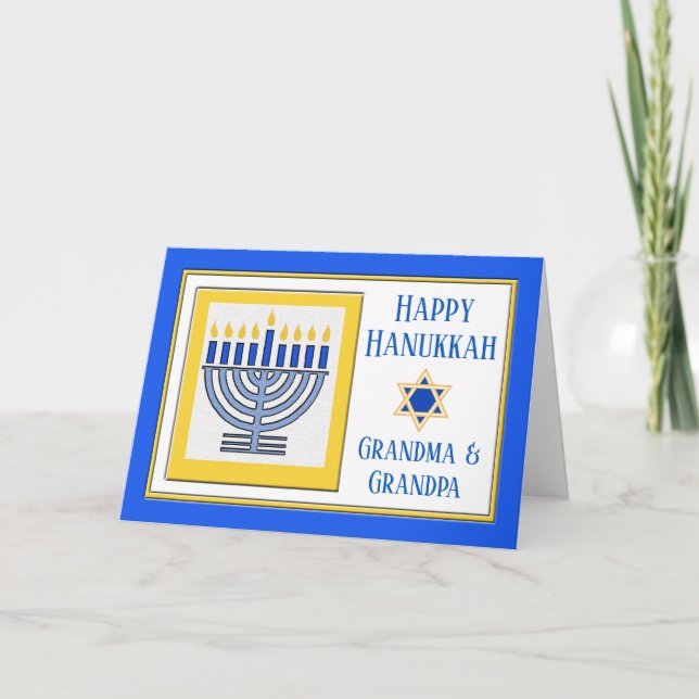 Tarjeta Abuelos Hanukkah Menorah contemporáneo (Anverso)