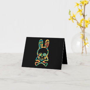 Tarjeta Abundancia de Pascua Retro Tie Dye Bunny Skull Cro