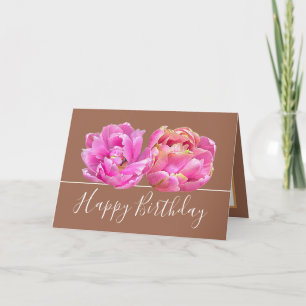 Tarjeta Abundante Bonito de Tulipano Rosa Floral Cumpleaño