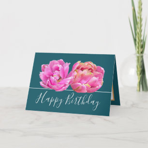 Tarjeta Abundante Bonito de Tulipano Rosa Floral Cumpleaño