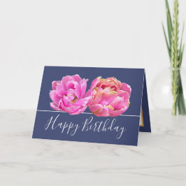 Tarjeta Abundante Bonito de Tulipano Rosa Floral Cumpleaño
