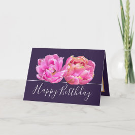 Tarjeta Abundante Bonito de Tulipano Rosa Floral Cumpleaño