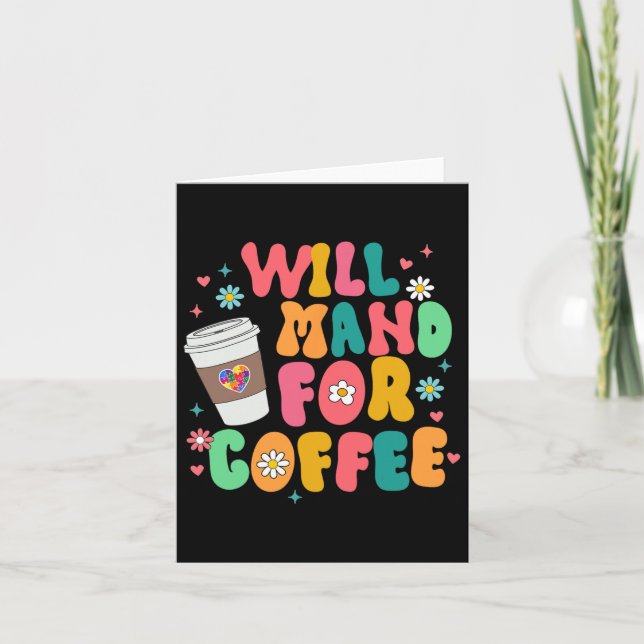 Tarjeta Aby Sped Autism Awareness Coffee Lover Will Mand F (Anverso)