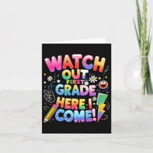 Tarjeta Acá Llego 1º Grado T-rex Cute Cuidado Primero G