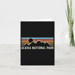 Tarjeta Acadia Parque Nacional Retro Mountain Lines Campin