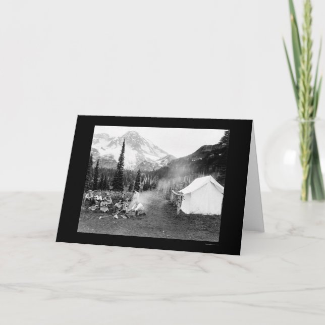 Tarjeta Acampando en indio Henry, el Monte Rainier, WA (Anverso)