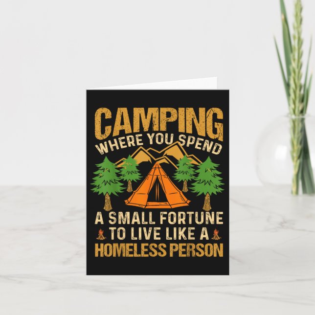 Tarjeta Acampar Donde Pasas Pequeña Fortuna Para Vivir Com (Anverso)