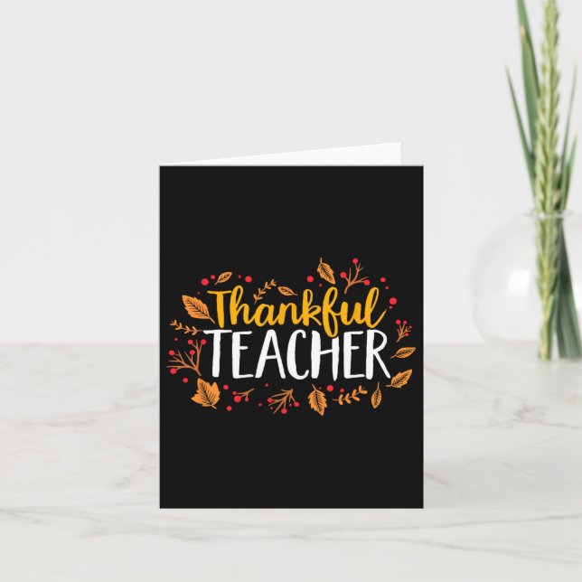 Tarjeta Acción de Gracias del profesor de otoño (Anverso)