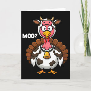 Tarjeta Acción de Gracias divertida en Turquía Moo Cow