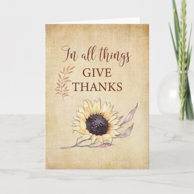 Tarjeta Acción De Gracias En Todas Las Cosas Gracias Giras (Anverso)