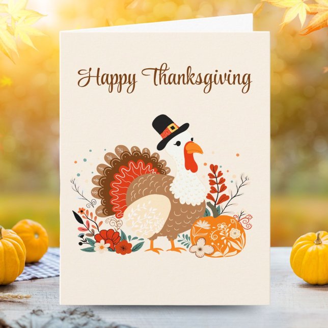 Tarjeta Acción De Gracias Turquía Con Calabazas Y Salida D (Subido por el creador)