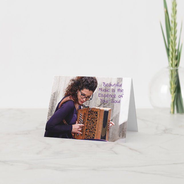 Tarjeta Accionista de acordeón acordeonista femenino Cumpl (Anverso)