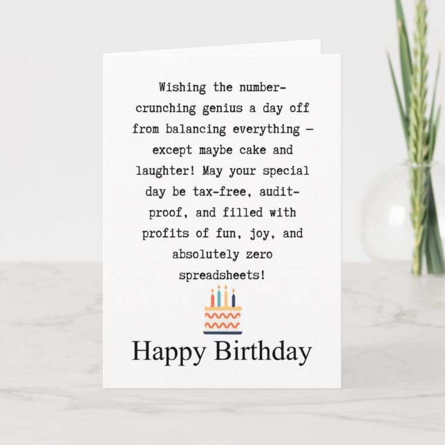 Tarjeta Accountant birthday (Anverso)