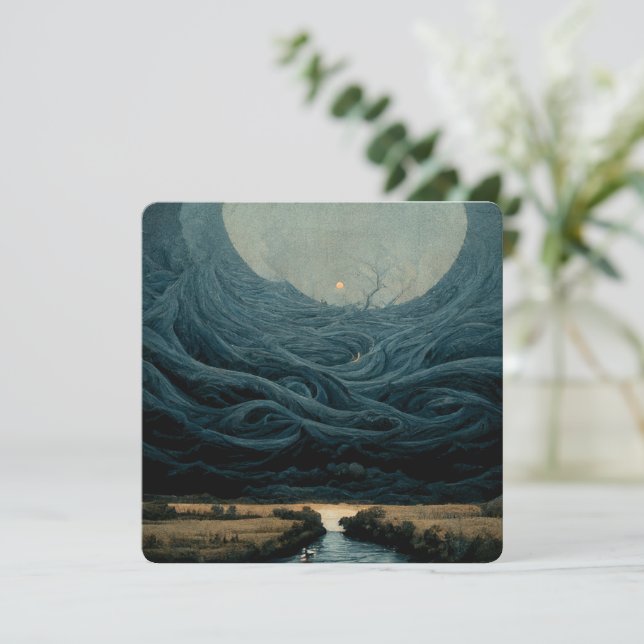Tarjeta Aceite de paisaje surrealista (Anverso de pie)
