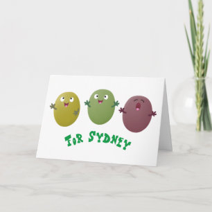 Tarjeta Aceitunas alegres y lindas cantando personalizado