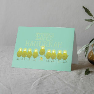 Tarjeta Aceitunas de la Menorah de Hanukkah, Grupo Doblado