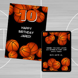 Tarjeta acento de baloncesto de cumpleaños feliz