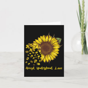 Tarjeta Aceptar comprensión amor autismo girasol concienci