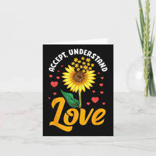 Tarjeta Aceptar comprensión amor autismo girasol concienci
