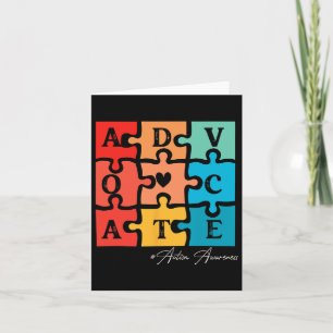 Tarjeta Aceptar el autismo retro de la pieza de rompecabez
