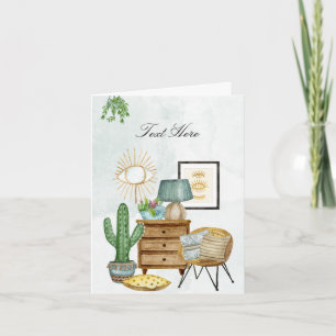 Tarjeta Acogedor interior casero con plantas