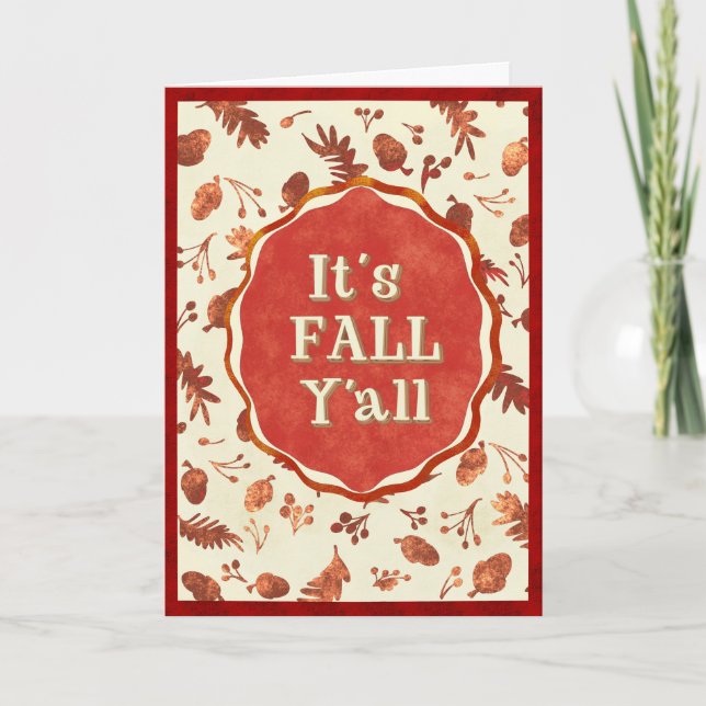Tarjeta Acorn It’s Fall Y’all Autumn Card Cozy Southern (Anverso)