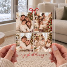 Tarjeta Acrílica de Fotos Familiares de Navidad co
