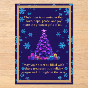 Tarjeta Acrílica de Navidad con Árbol Purpura
