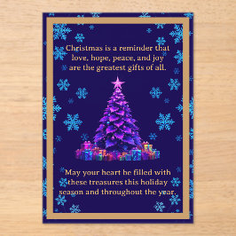 Tarjeta acrílica púrpura de árbol de Navidad