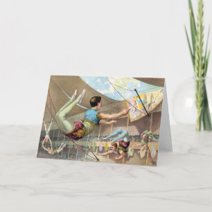 Tarjeta Acróbatas Masculinos Actuando En Un Circo