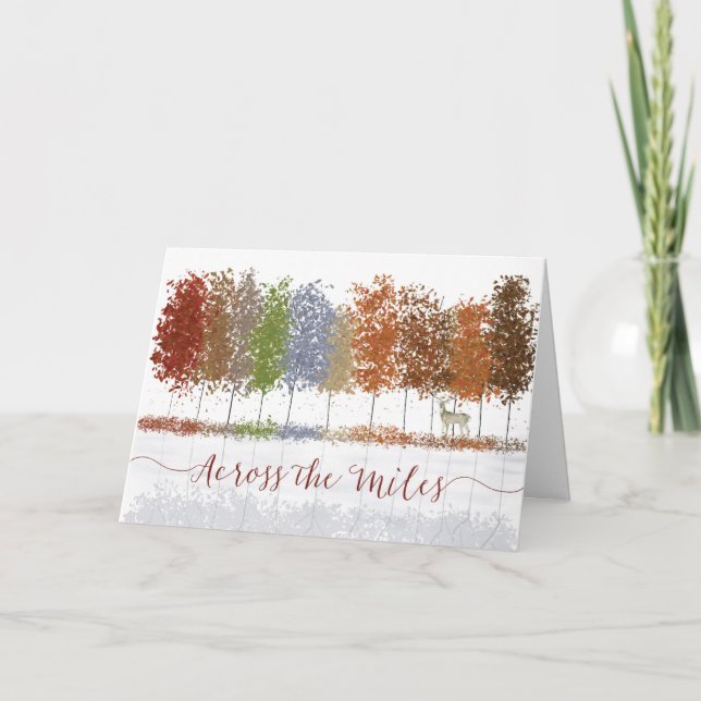 Tarjeta Across the Miles Give Thanks Thanksgiving Trees (Anverso)