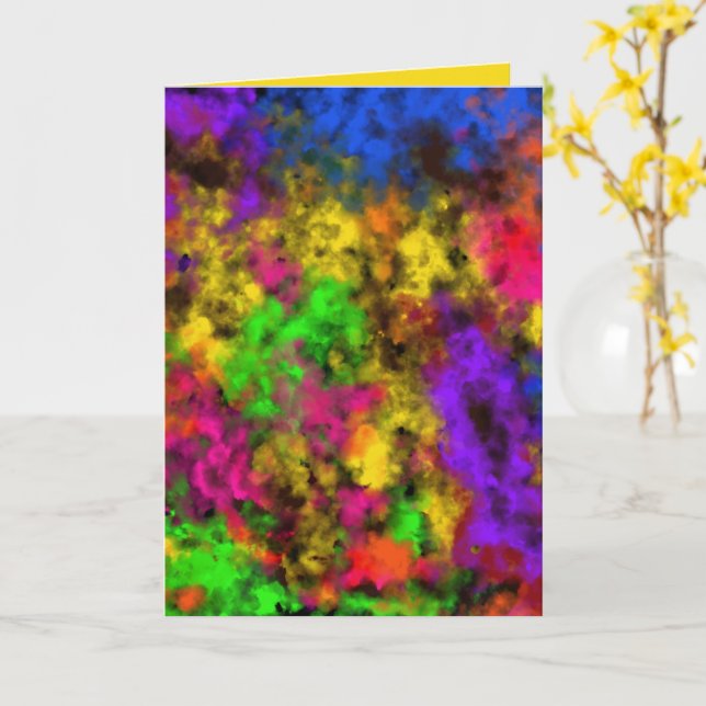 Tarjeta Acrylic Neon Colors Paint Splatter Splash Abstract (flor amarilla)