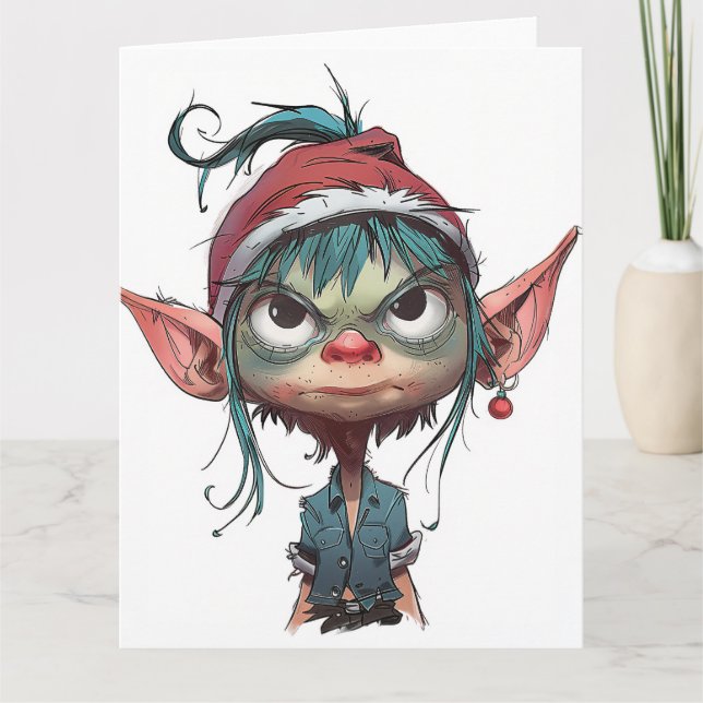 Tarjeta Actitud del elfo de los Navidades Grumpy (Anverso)