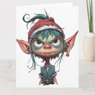 Tarjeta Actitud del elfo de los Navidades Grumpy