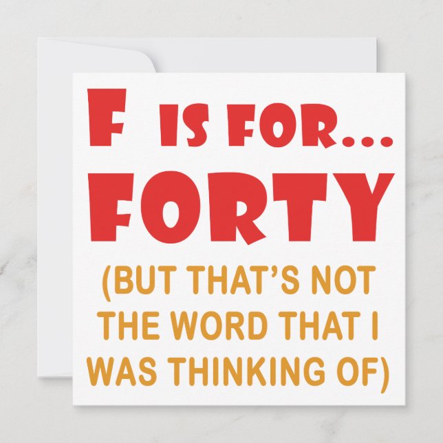 Tarjeta Actitud divertida 40 Regalos de la broma de cumple (Anverso)